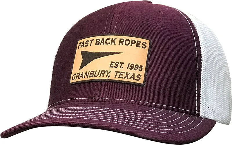 Cap #03RDK - Maroon / White Mesh / Leather Patch