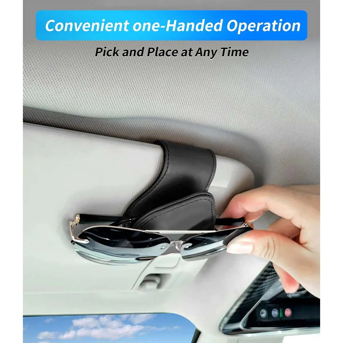 Car Sunglasses Holder, Custom Fit For Your Cars, Magnetic Leather Glasses Frame 2024 Update UE13995