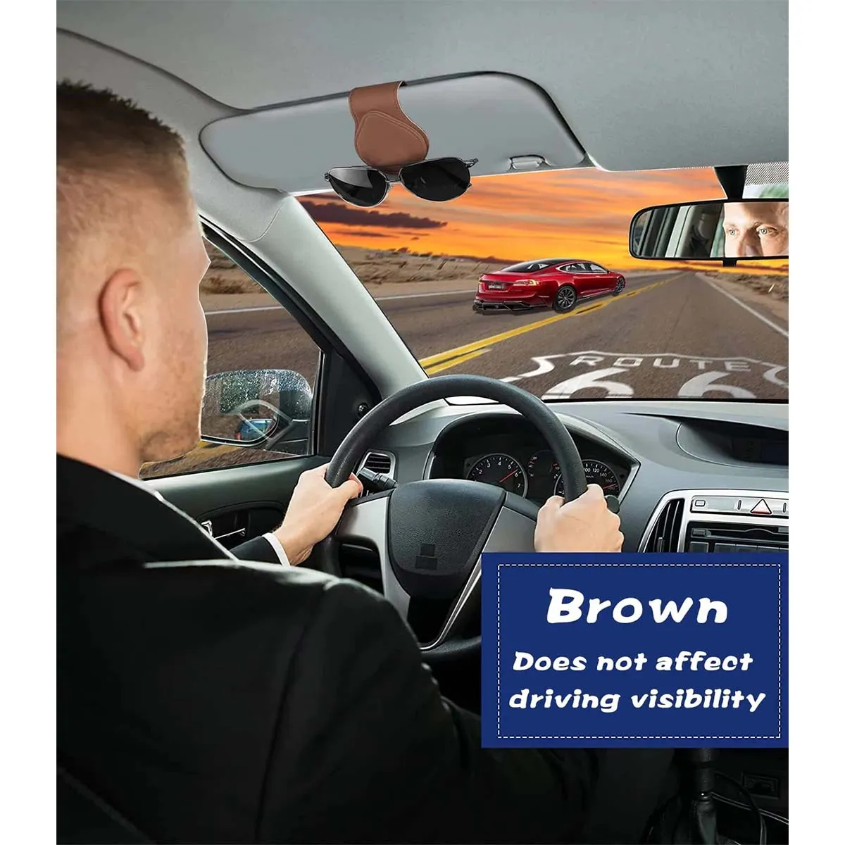 Car Sunglasses Holder, Custom Fit For Your Cars, Magnetic Leather Glasses Frame 2024 Update UE13995