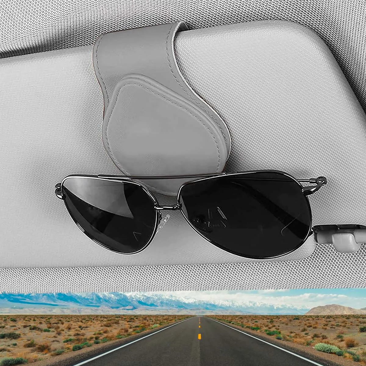 Car Sunglasses Holder, Custom Fit For Your Cars, Magnetic Leather Glasses Frame 2024 Update UE13995