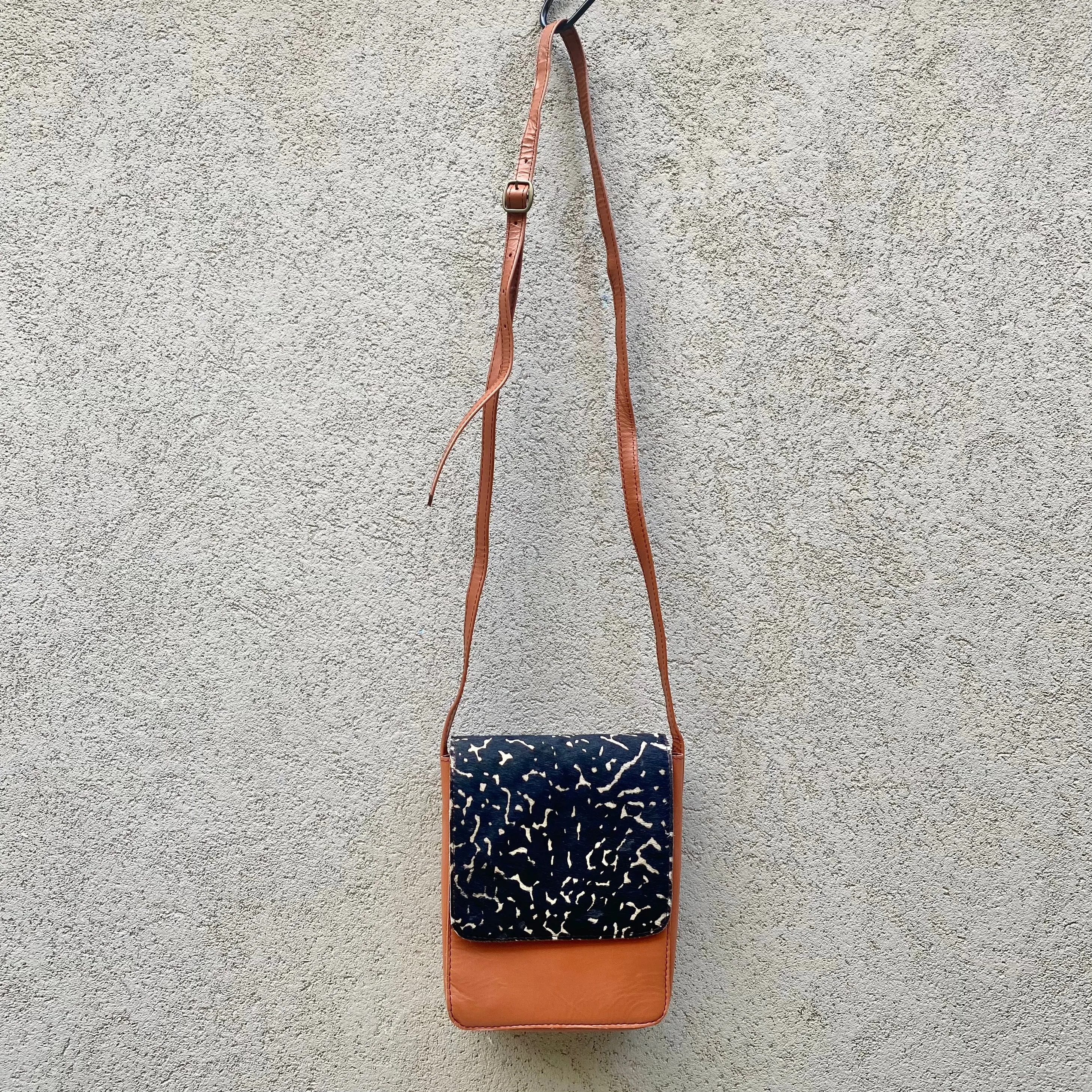 Carolina Cowhide and Leather Crossbody Bag - Black, Dark Tan