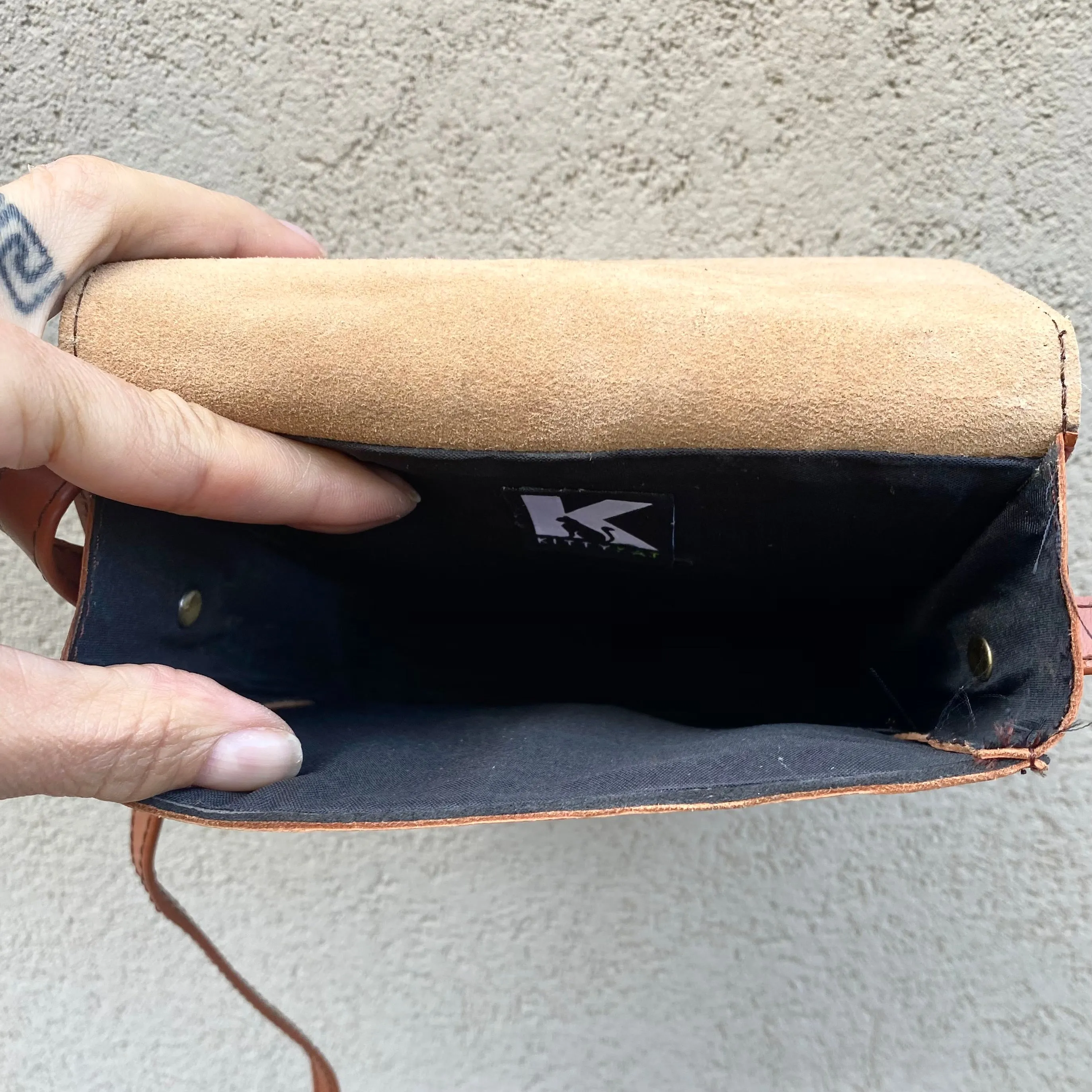 Carolina Cowhide and Leather Crossbody Bag - Black, Dark Tan