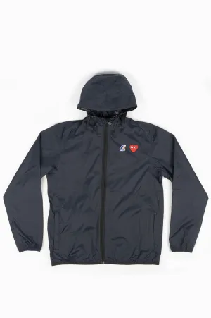 CDG PLAY X K-WAY HOODIE FULL ZIP NAVY