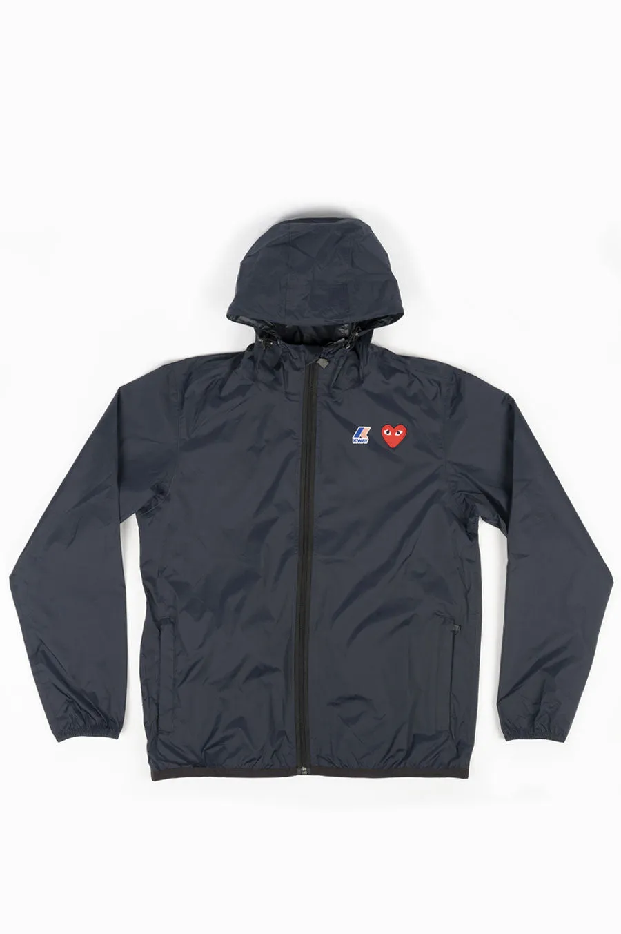 CDG PLAY X K-WAY HOODIE FULL ZIP NAVY