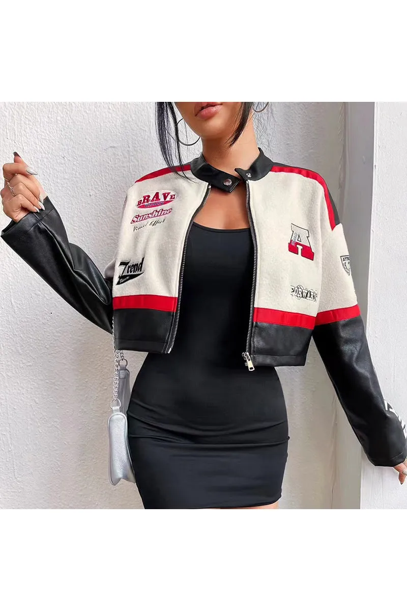 CH5930P - FLEECE FAUX LEATHER JACKET