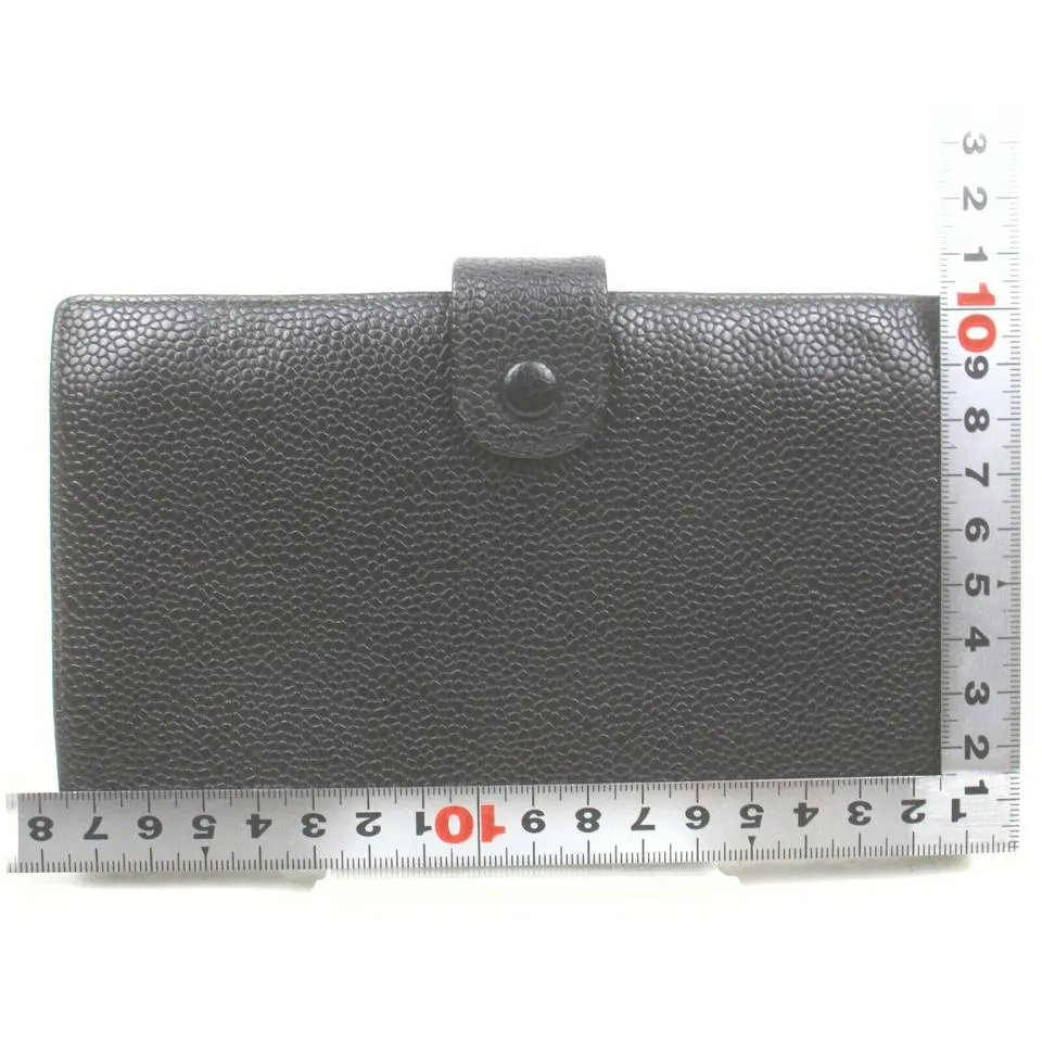 Chanel Black Caviar Logo CC Long Flap Wallet 862952