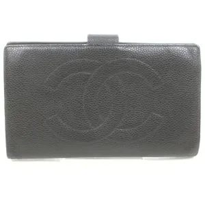 Chanel Black Caviar Logo CC Long Flap Wallet 862952