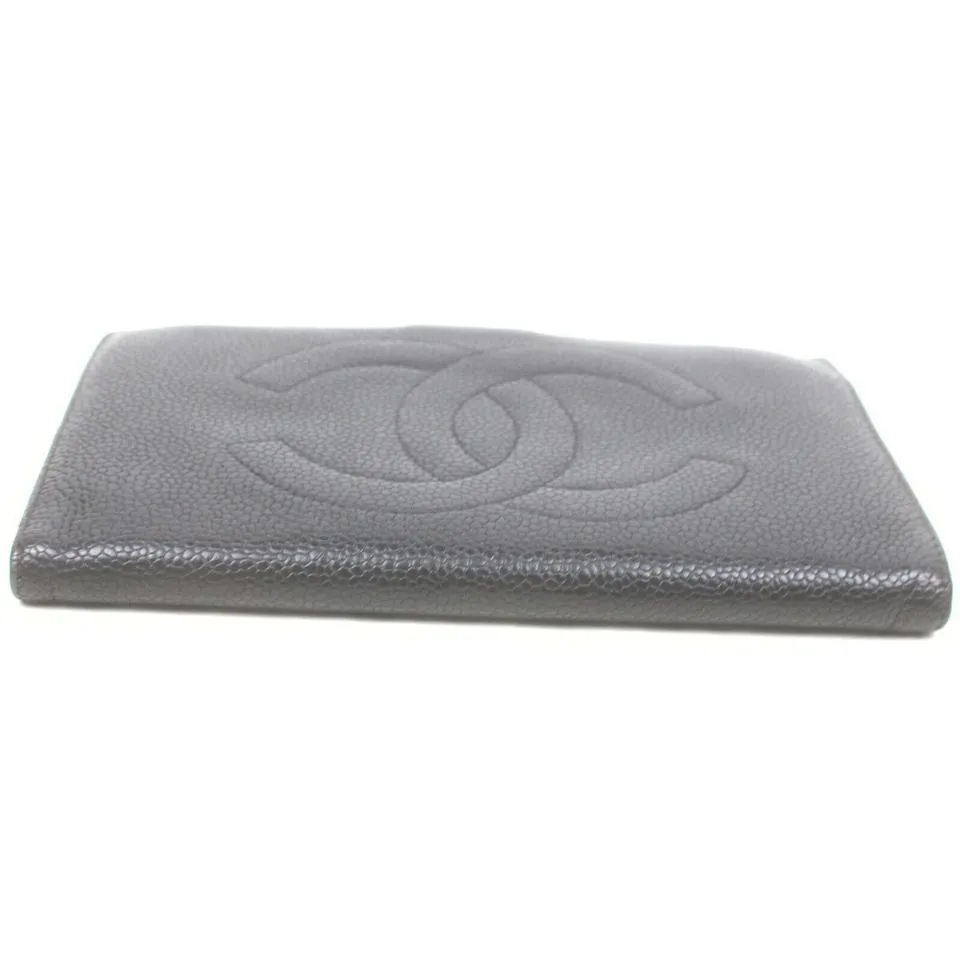 Chanel Black Caviar Logo CC Long Flap Wallet 862952