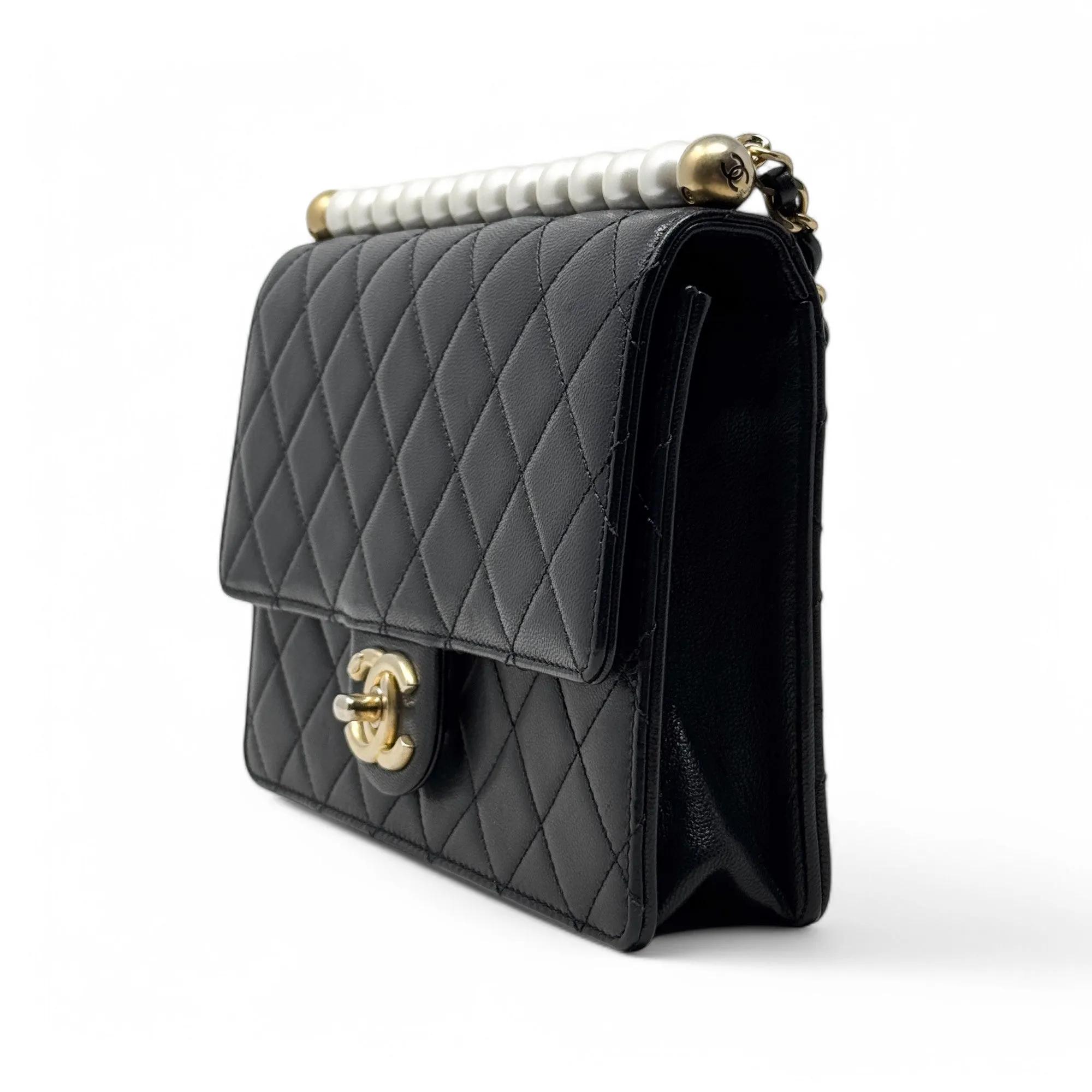 Chanel Black Small Chic Pearl Flap