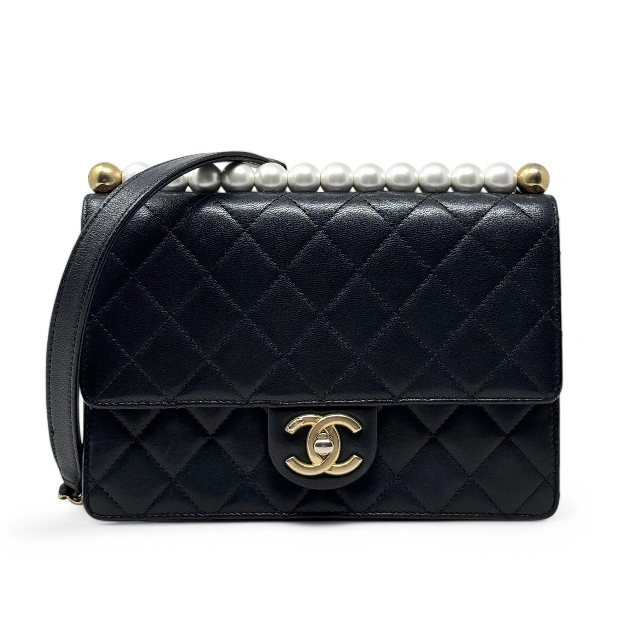 Chanel Black Small Chic Pearl Flap