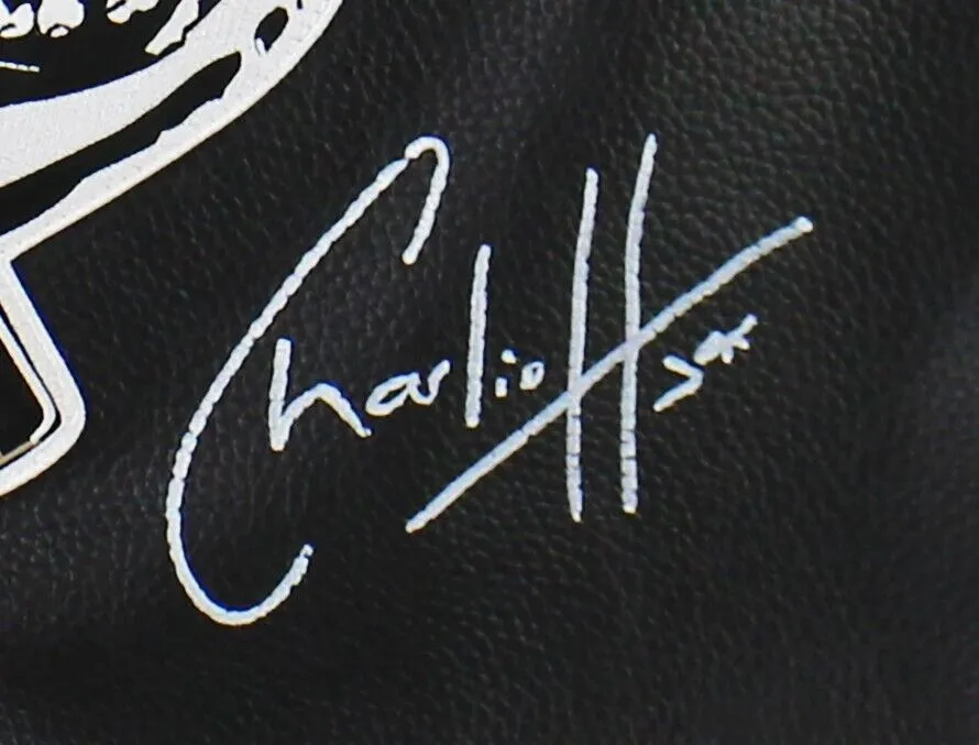Charlie Hunnam Signed Sons Of Anarchy Black Faux Leather Biker Vest with Reaper