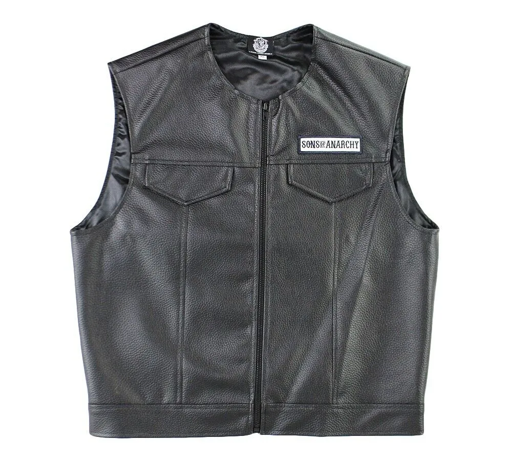 Charlie Hunnam Signed Sons Of Anarchy Black Faux Leather Biker Vest with Reaper