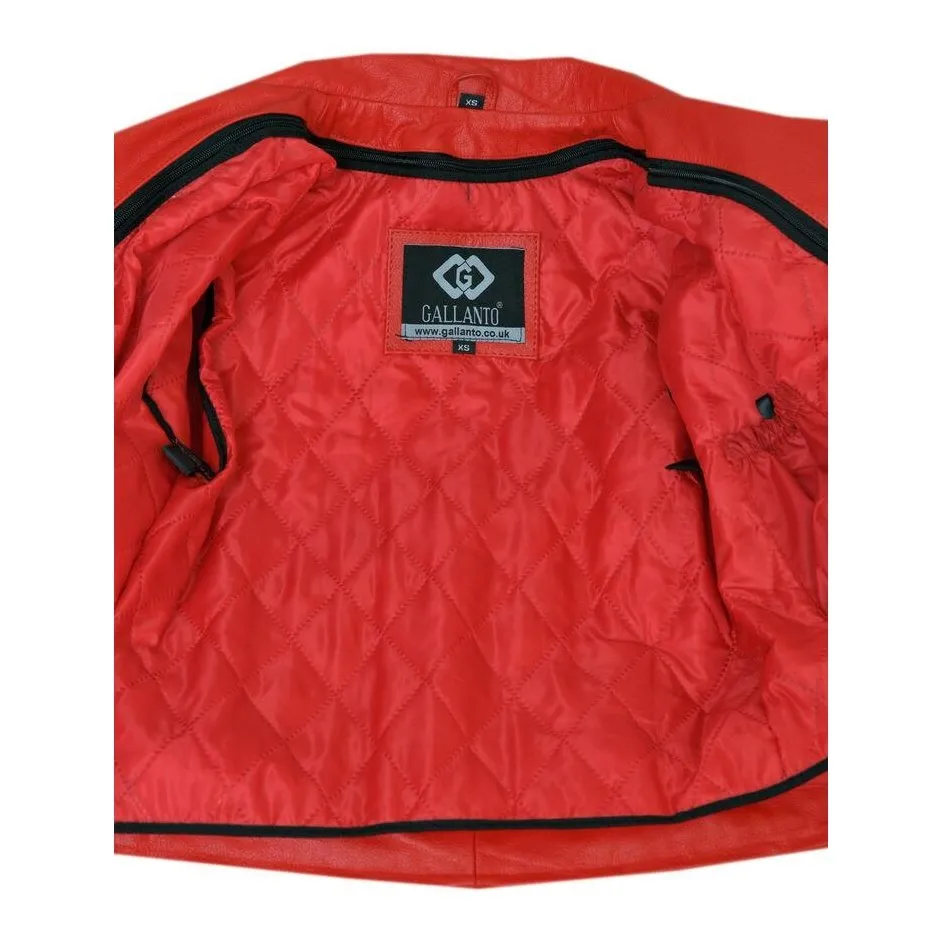 Classic Diamond Bright Red Armoured Motorcycle Biker Leather Jacket