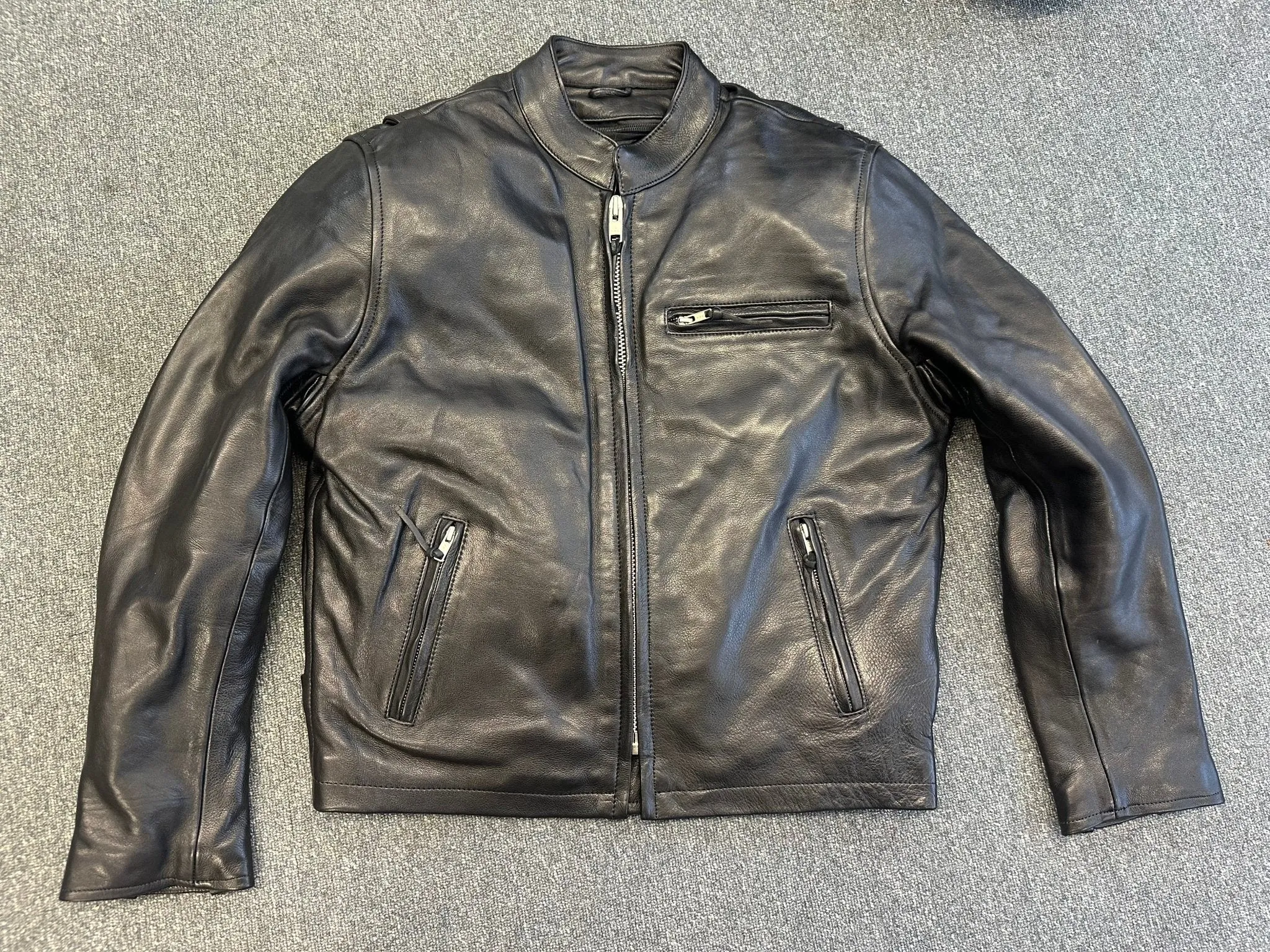 Classic Racer Black Cowhide Leather Small Top Quality Leather