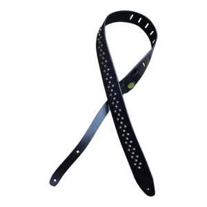 Colonial Leather - 2.5" Leather Studded Guitar Strap - Black