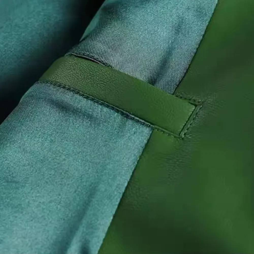 colorblocked leather jacket
