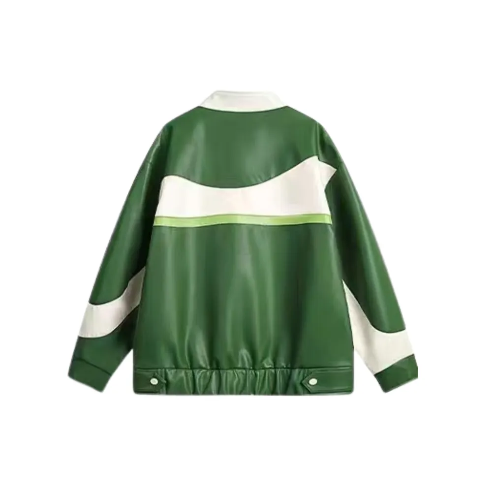 colorblocked leather jacket