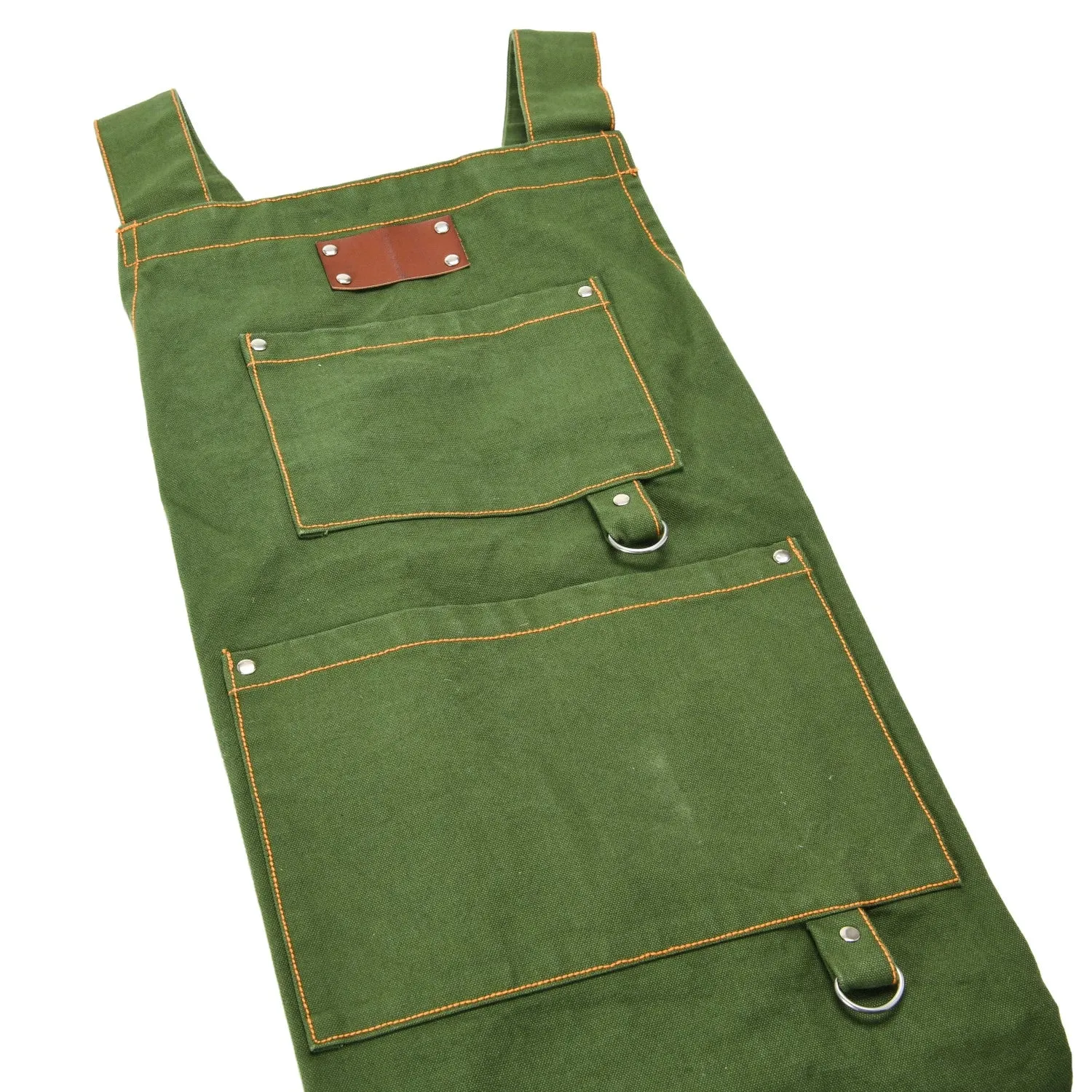 Cross Back Apron with Pockets and Rivets