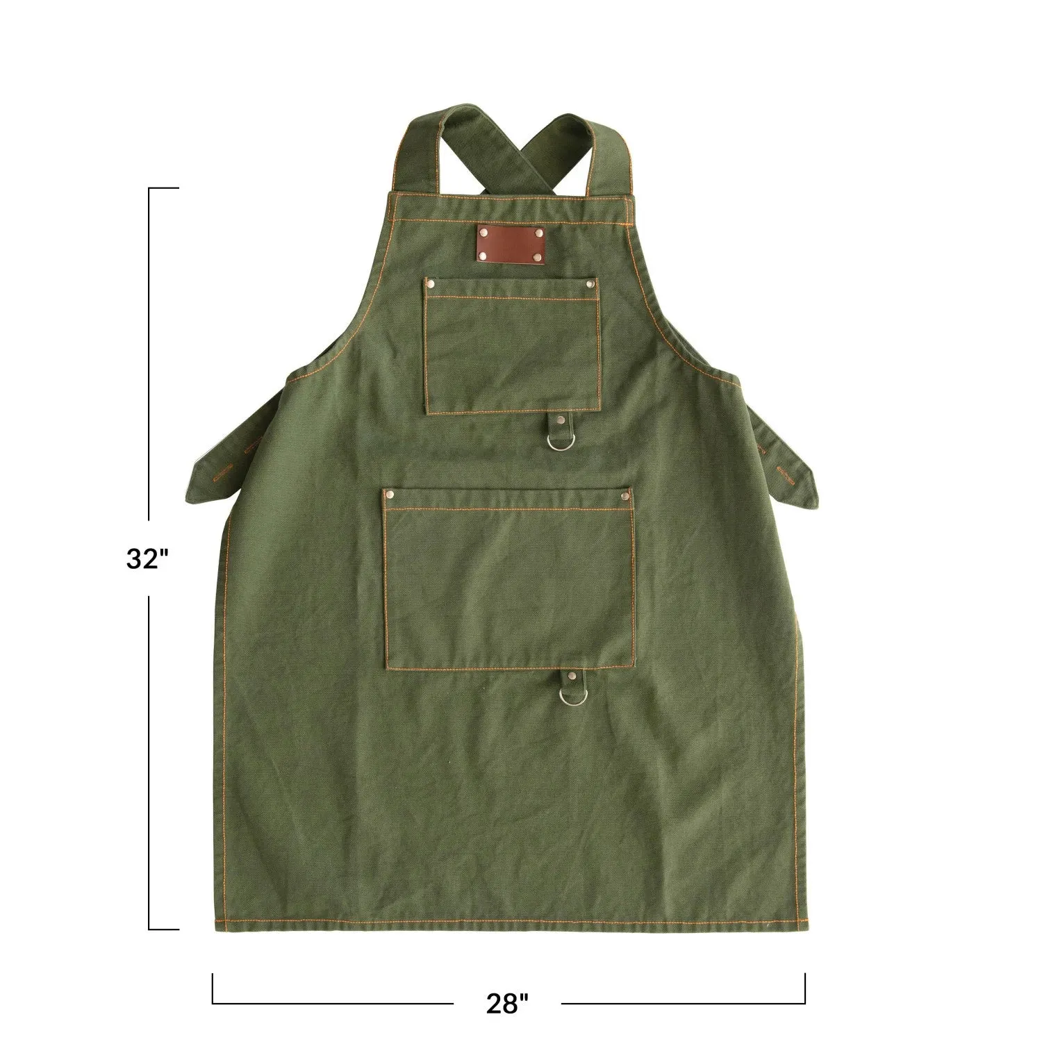 Cross Back Apron with Pockets and Rivets