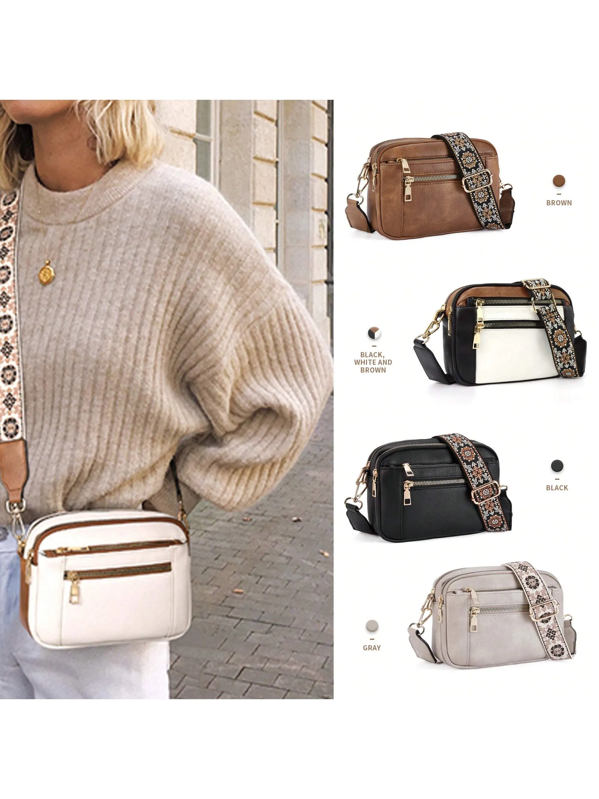 Crossbody Purse For Women Small Crossbody Bags Trendy Vegan Leather With Adjustable Shoulder Strap