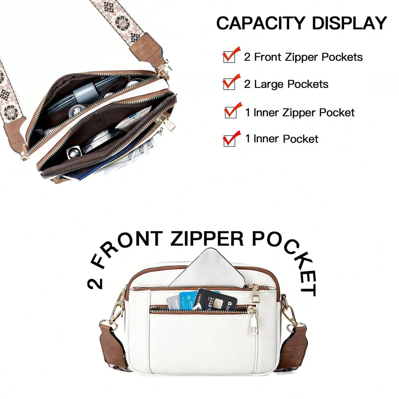 Crossbody Purse For Women Small Crossbody Bags Trendy Vegan Leather With Adjustable Shoulder Strap