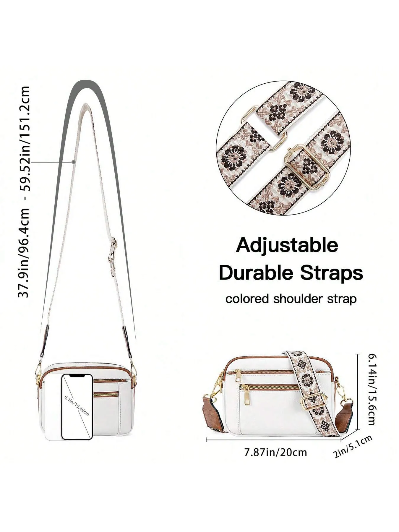 Crossbody Purse For Women Small Crossbody Bags Trendy Vegan Leather With Adjustable Shoulder Strap