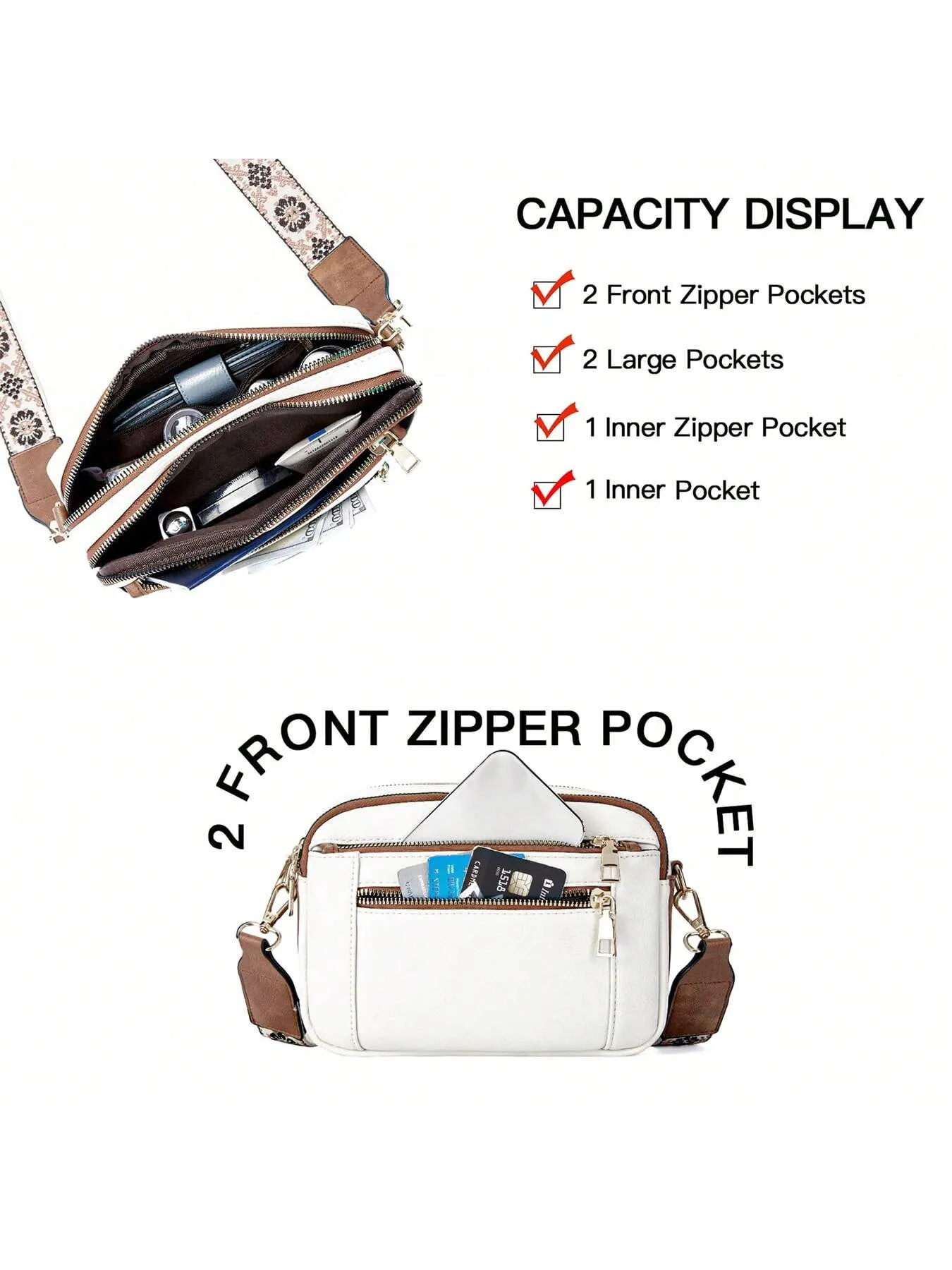 Crossbody Purse For Women Small Crossbody Bags Trendy Vegan Leather With Adjustable Shoulder Strap