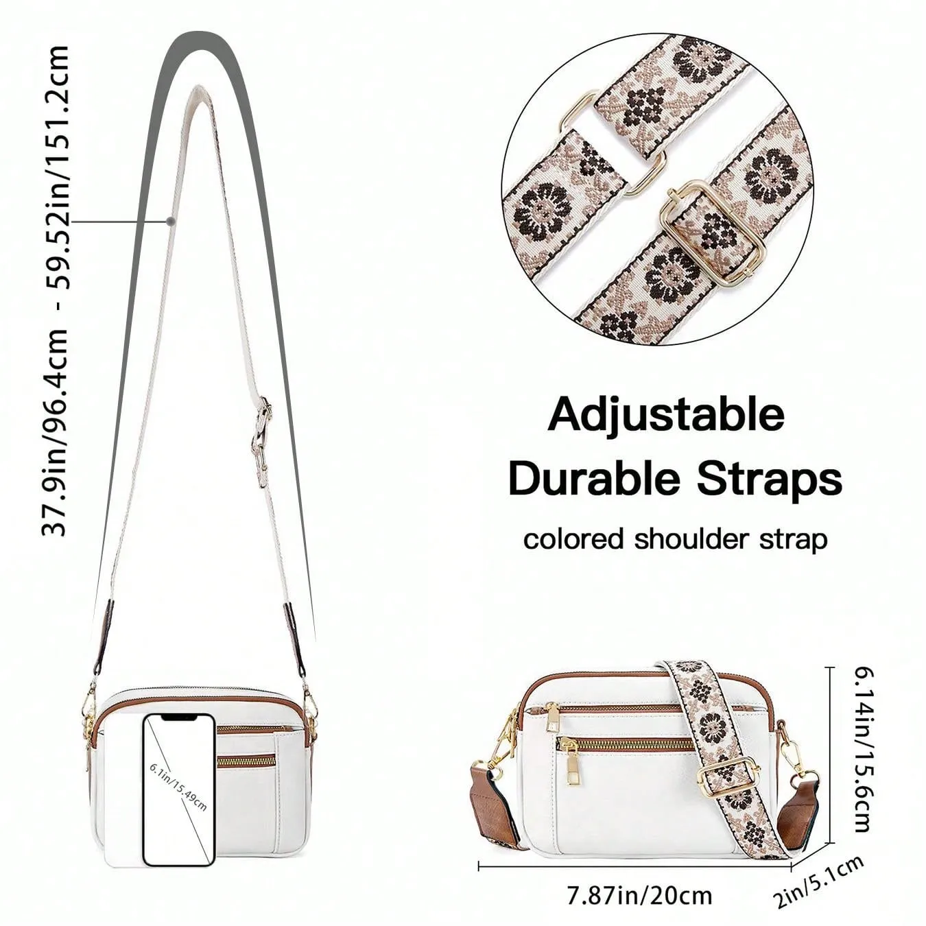 Crossbody Purse For Women Small Crossbody Bags Trendy Vegan Leather With Adjustable Shoulder Strap