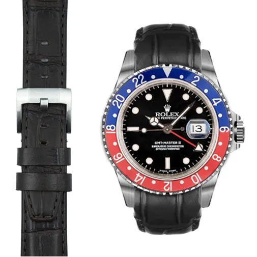 Curved End Leather Strap for Rolex GMT Master I & II with Tang Buckle