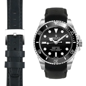 Curved End Leather Strap for Rolex Sub Ceramic No-Date with Tang Buckle