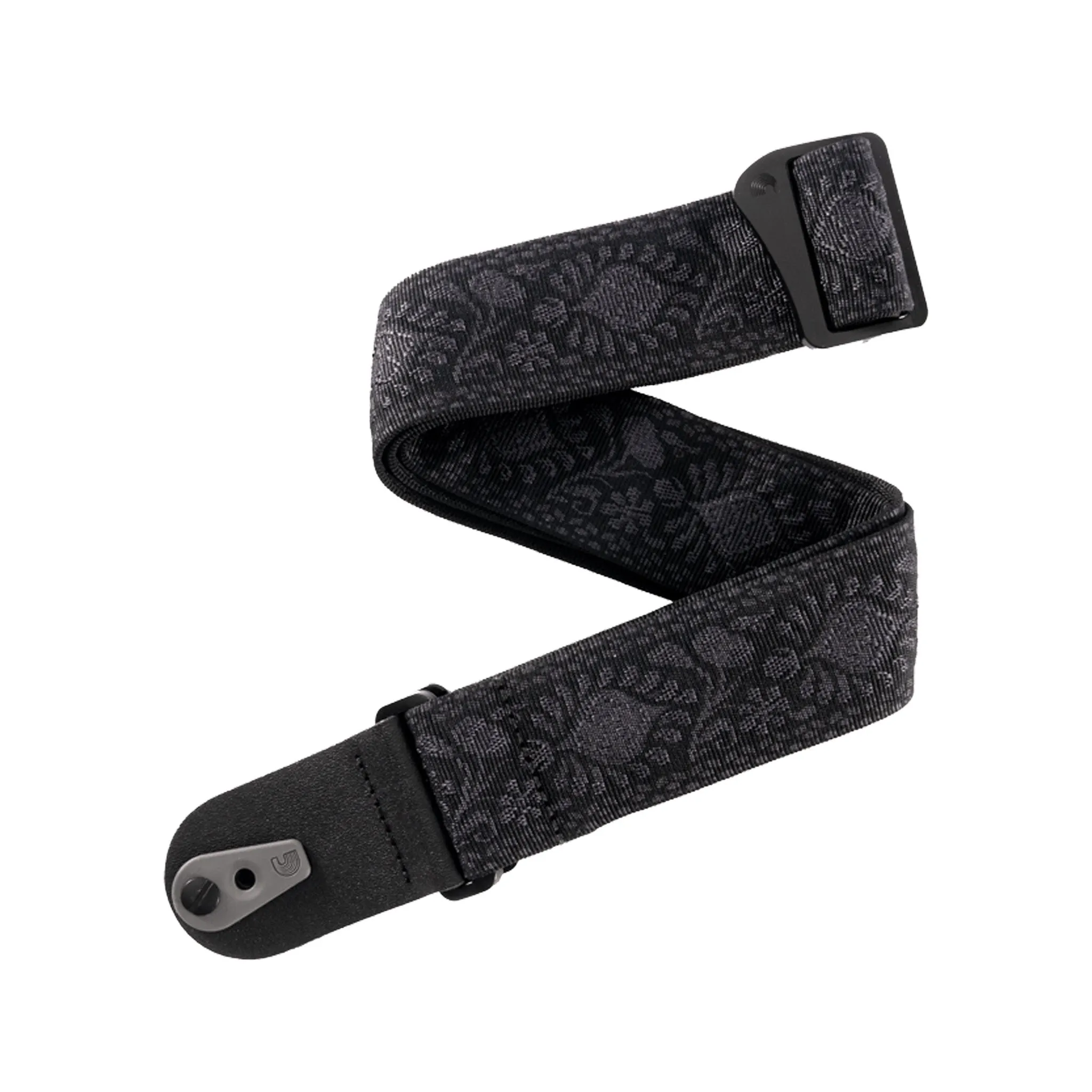 D'Addario 50TB01-RL 50mm Woven Guitar Strap w/Pad Lock, Monterey Tubular Black