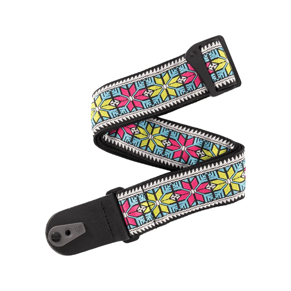 D'Addario 50TC00 50mm Woven Guitar Strap w/Pad Lock, Parallel Flowers