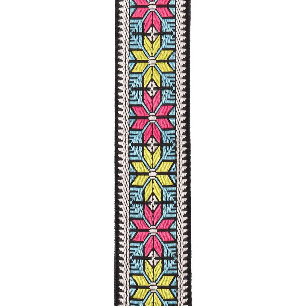 D'Addario 50TC00 50mm Woven Guitar Strap w/Pad Lock, Parallel Flowers