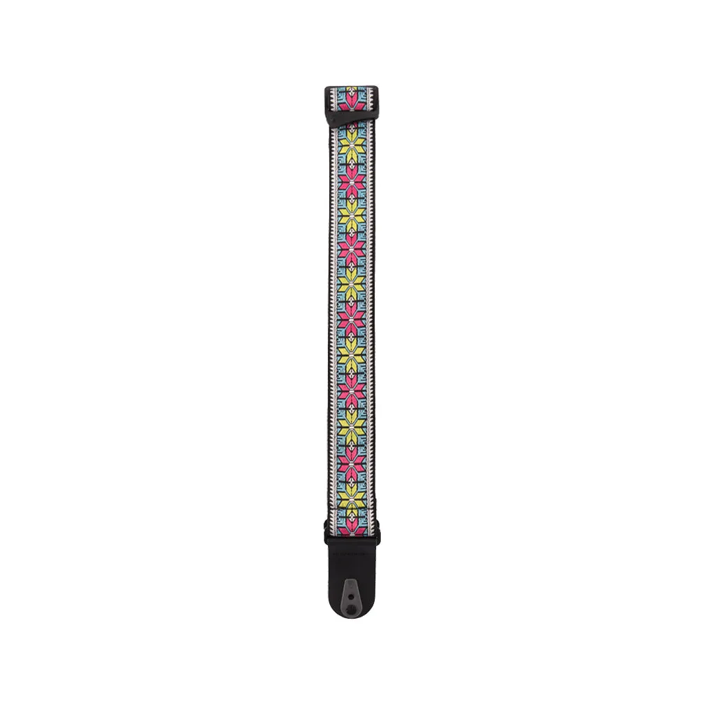 D'Addario 50TC00 50mm Woven Guitar Strap w/Pad Lock, Parallel Flowers