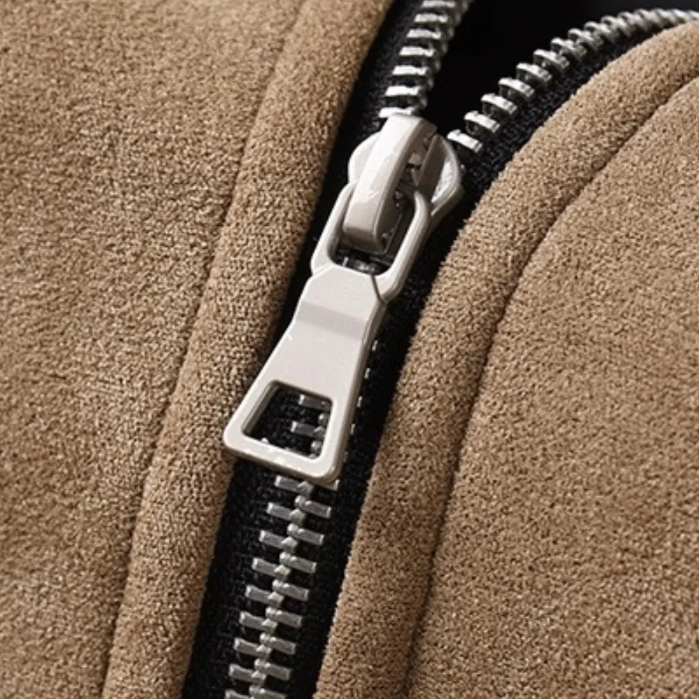 Deerskin Velvet Thickened Zipper Jacket