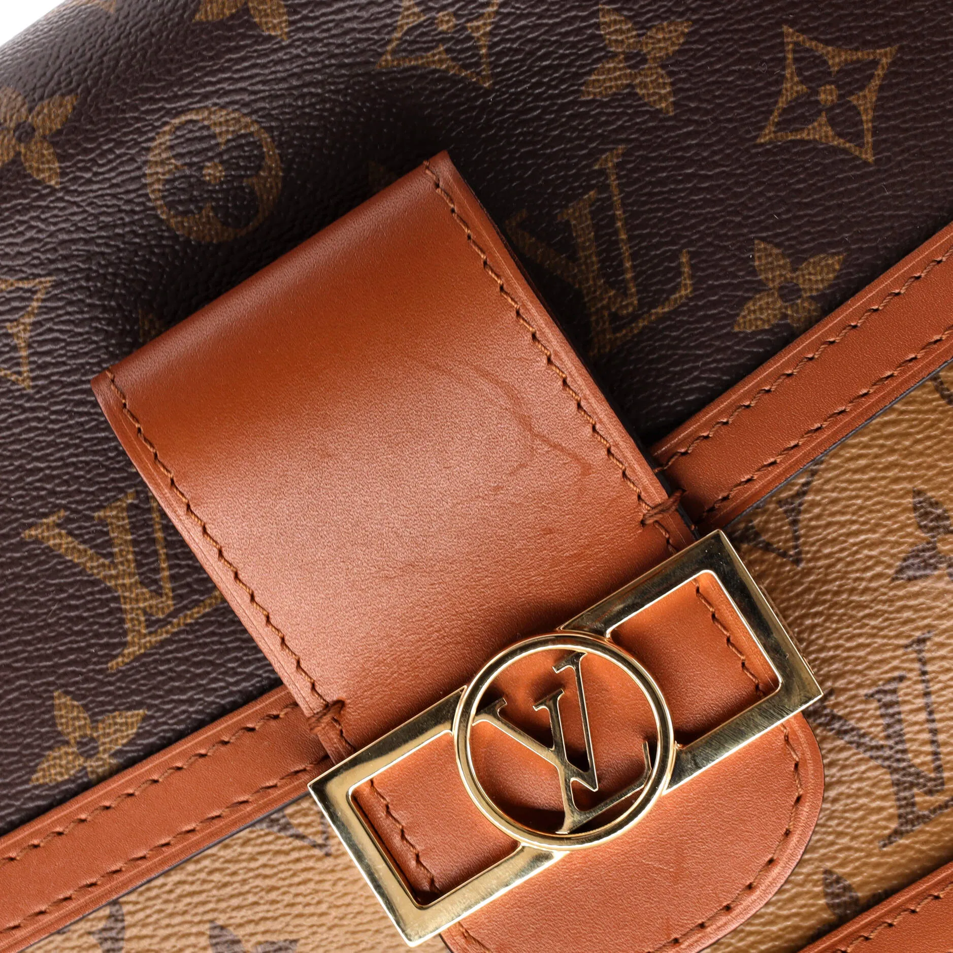 Designer Dauphine Shoulder Bag Reverse Monogram Canvas MM