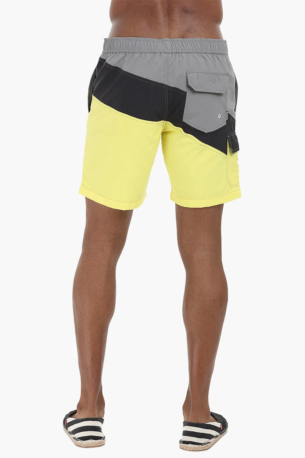 Diagonal Colorblock Swimshorts