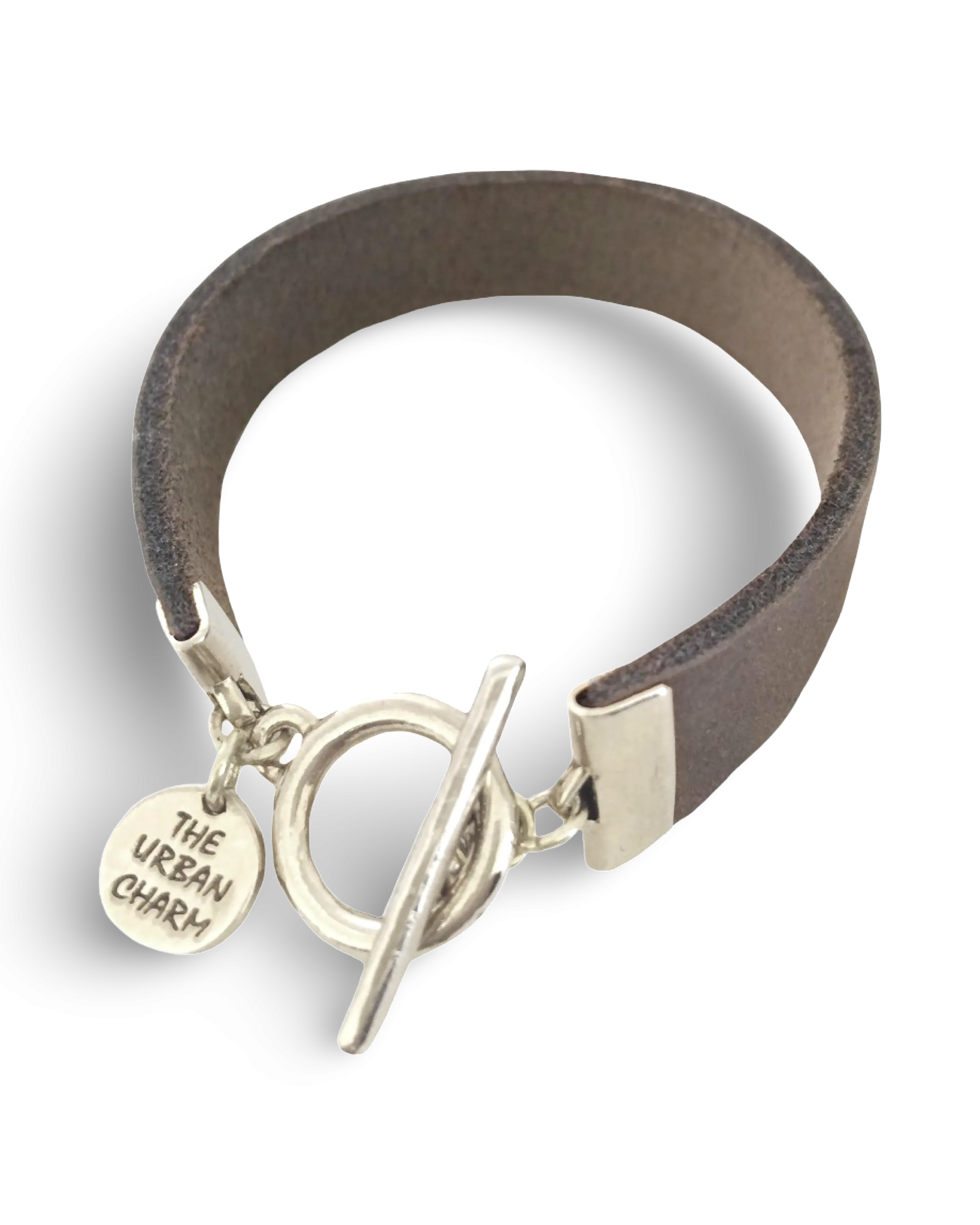 Distressed Gray Leather Color Band Bracelet by The Urban Charm