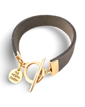 Distressed Gray Leather Color Band Bracelet by The Urban Charm