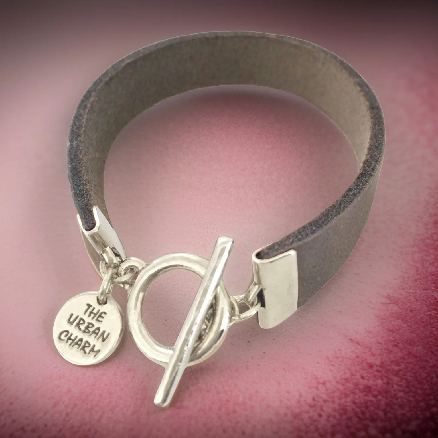 Distressed Gray Leather Color Band Bracelet by The Urban Charm