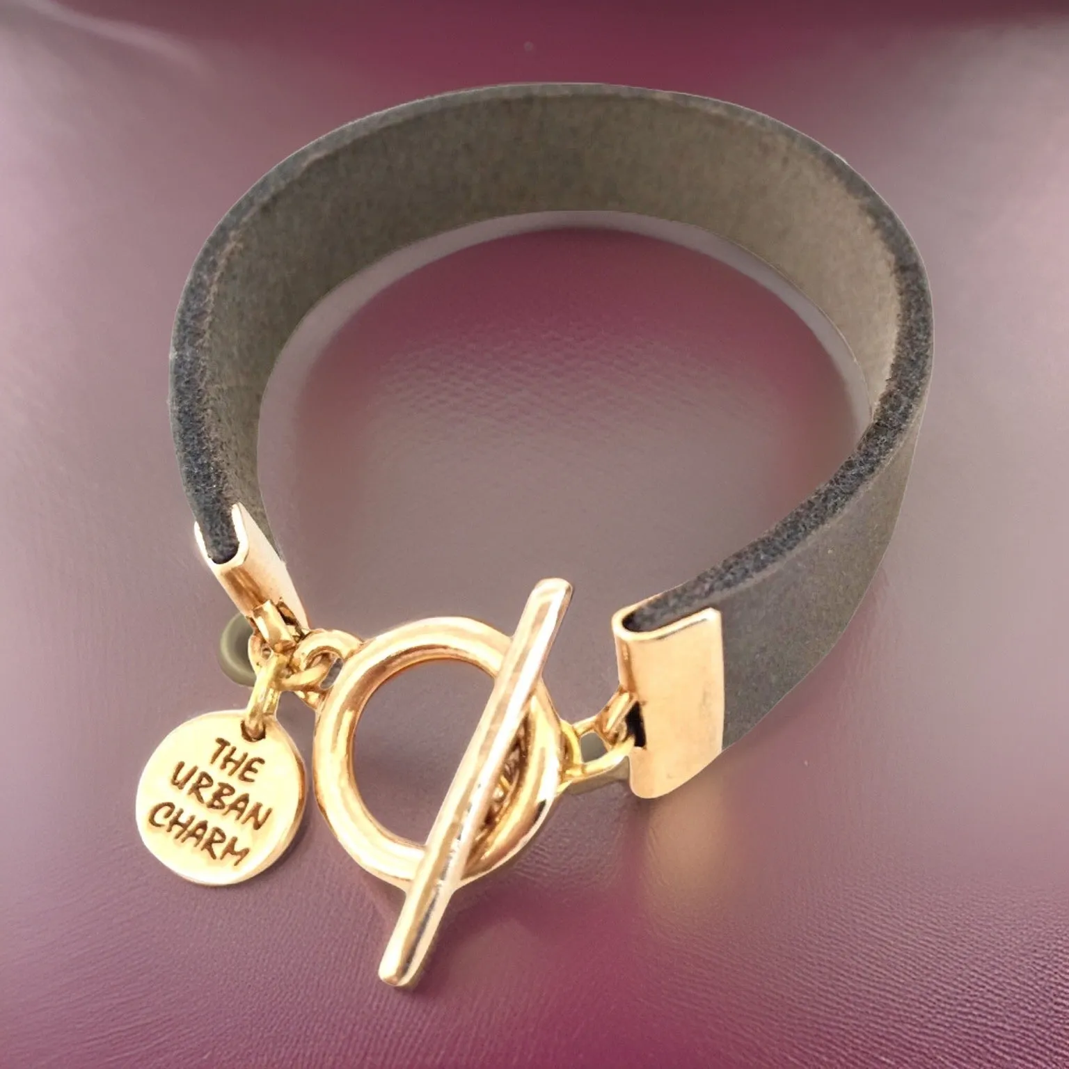 Distressed Gray Leather Color Band Bracelet by The Urban Charm