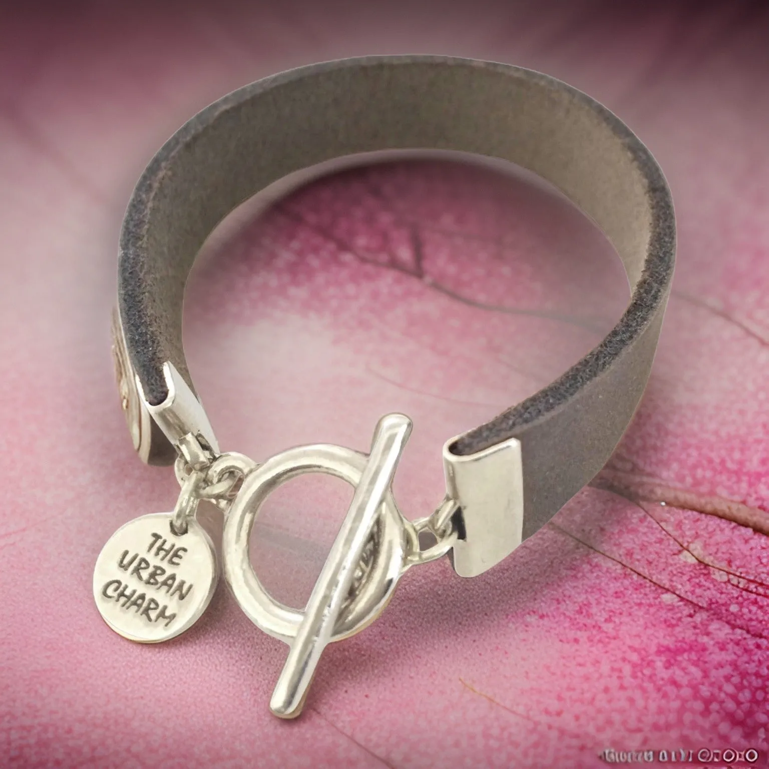 Distressed Gray Leather Color Band Bracelet by The Urban Charm