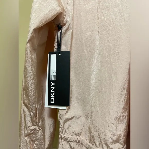 DKNY JEANS BOMBER ZIP-UP JACKET WOMEN ROUND NECK DRAWSTRING PINK COLOR SIZE S