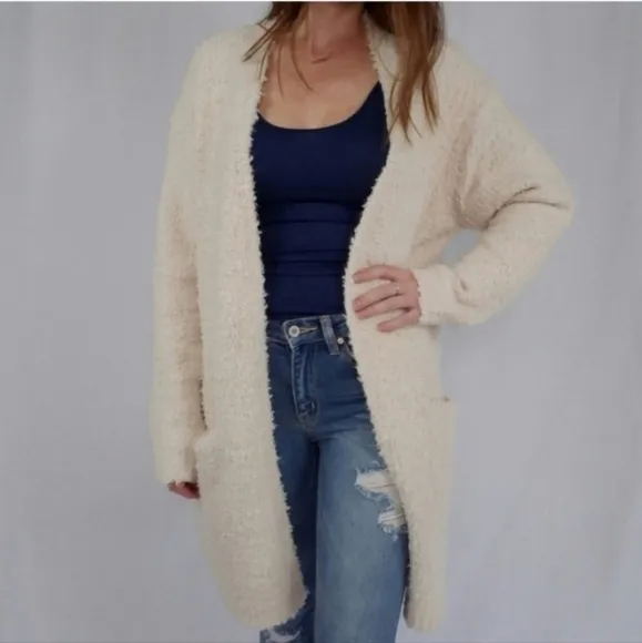 Dress Forum Cream Open Front Cardigan