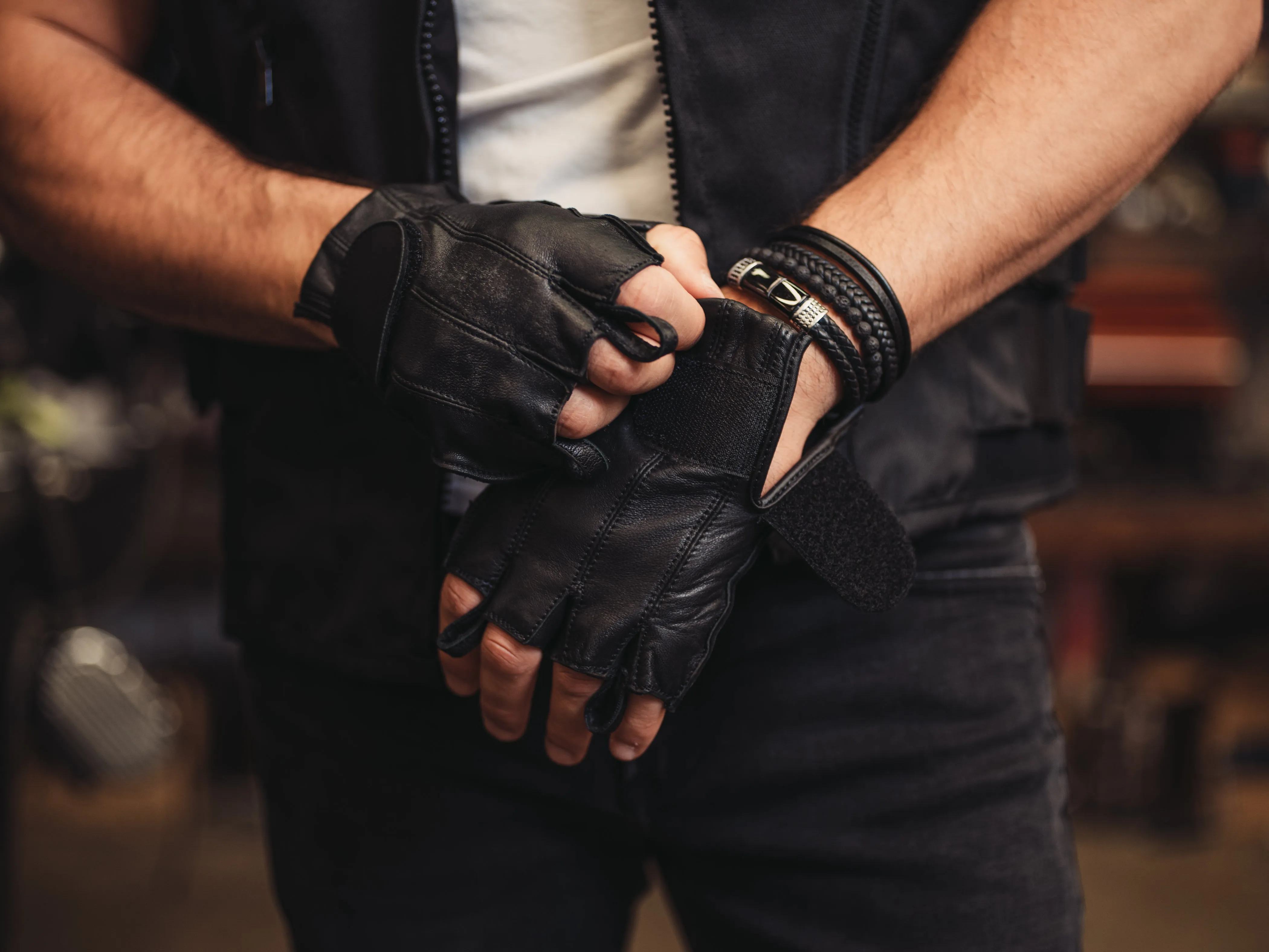 DS Men's Tough Deer Skin Fingerless Glove