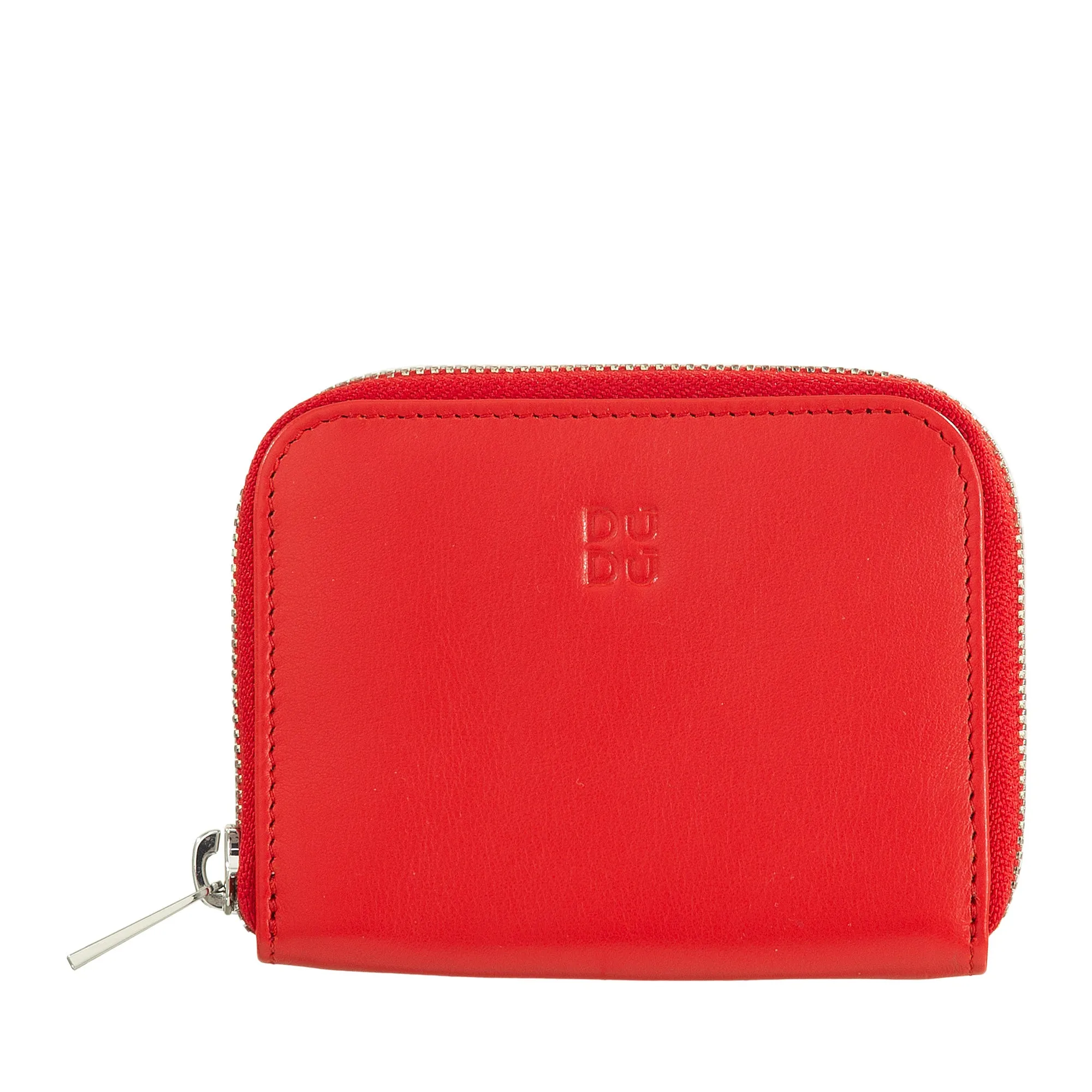 DUDU Portamonete Men's Woman Piccolo Pocket in Colored Leather with zipper, Card holder pockets, compact wallet