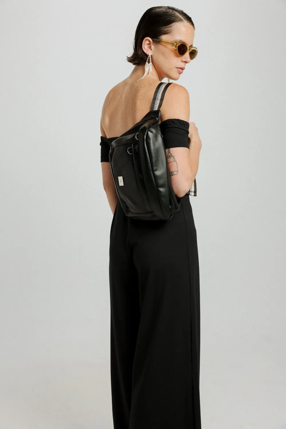 EE Black Leather Belt Bag