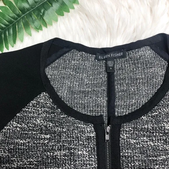 Eileen Fisher Tweed Zippered Jacket Small