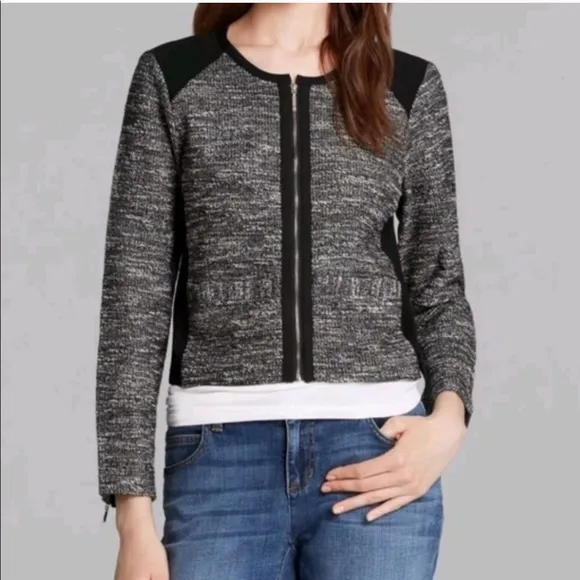 Eileen Fisher Tweed Zippered Jacket Small
