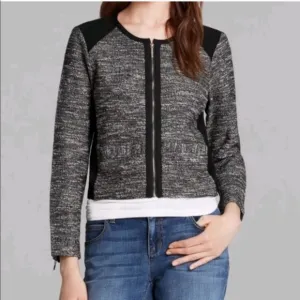 Eileen Fisher Tweed Zippered Jacket Small